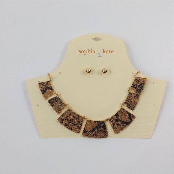 Sophia & Kate Animal Print Necklace & Earrings - Picture 1 of 4